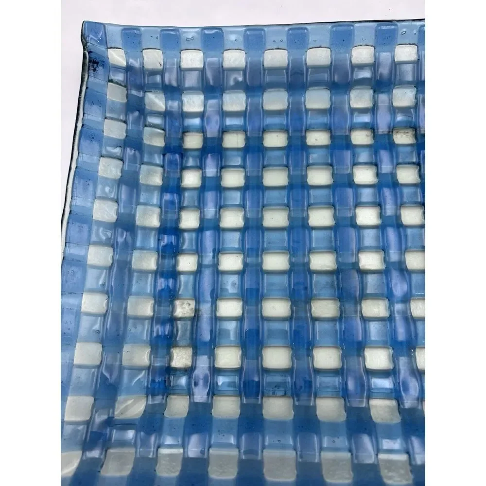 Unbranded, Glass, Art Deco, Blue Basket, Weave Plate, Decorative‎ (2498)
